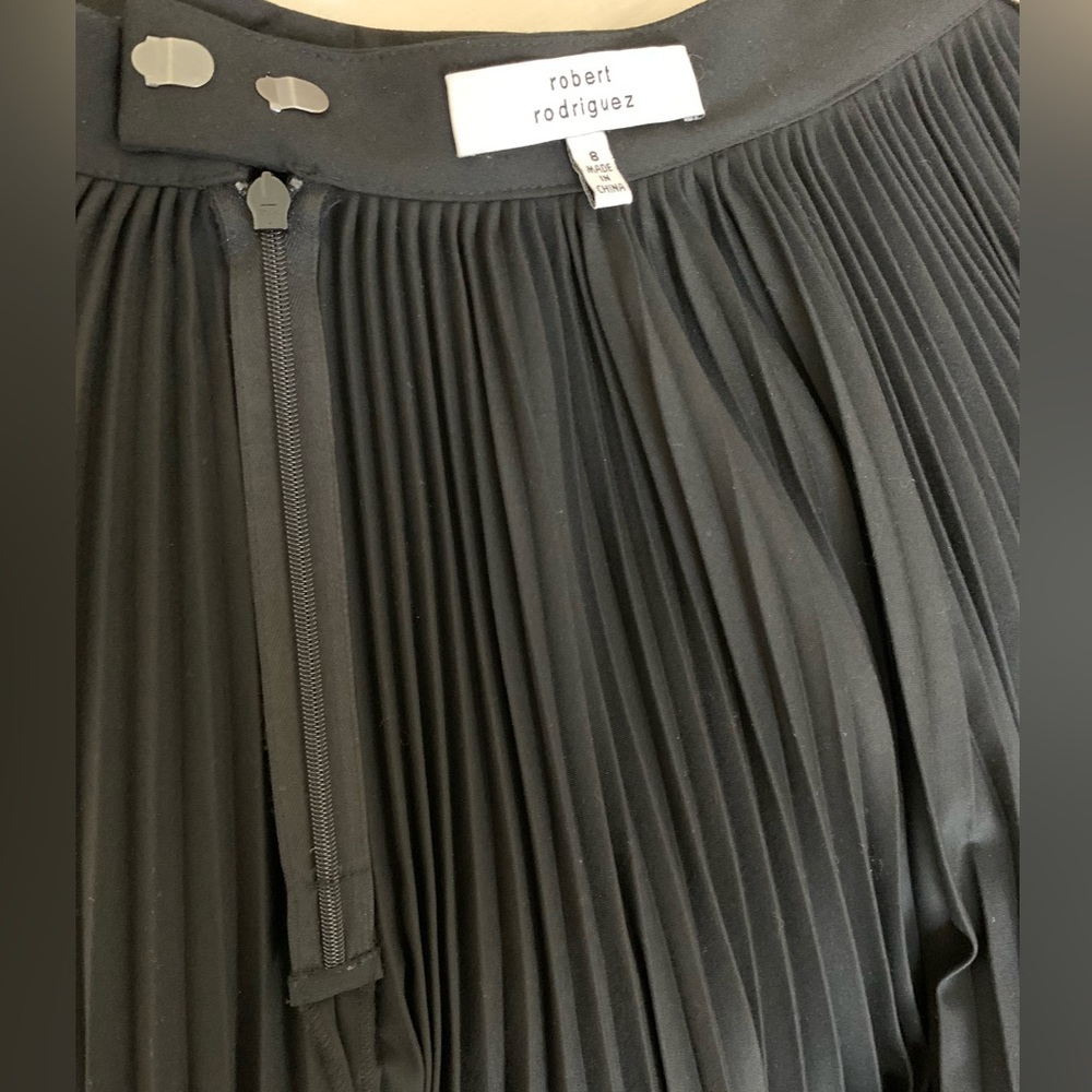 NWT Robert Rodriguez: Designer Black Pleated Skirt, White Lace, Midi Length 8 - Picture 10 of 10